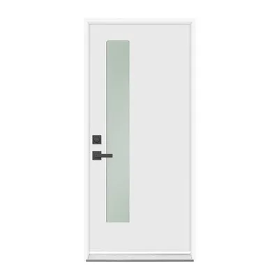 Ușă exterioară din fibră de sticlă preatașată 1-sticlă mată mică